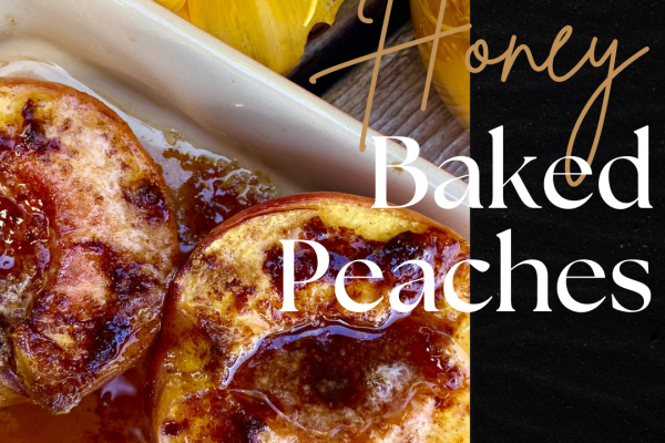 Honey Baked Peaches -- Buttery, sweet, cinnamony peaches that melt in your mouth. Made with 3 ingredients (plus peaches) this may be the simplest dessert you'll ever fall in love with! |thatwhichnourishes.com